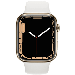 Apple Watch Series 7 45mm RVS Goud 4G Refurbished | Wit Sportbandje | 1 jaar Garantie | Accessoires